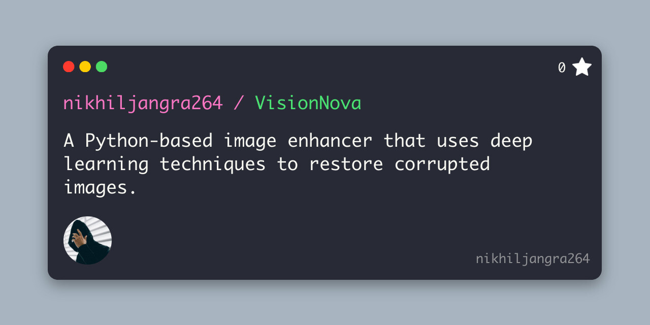 Screenshot of VisionNova project